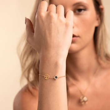 Bracelete Nanochip Bíblia Árvore da Vida Banhado em Ouro 18K