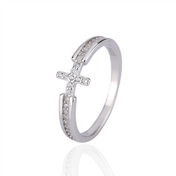 Anel Crucifixo Cravejado Prata 925