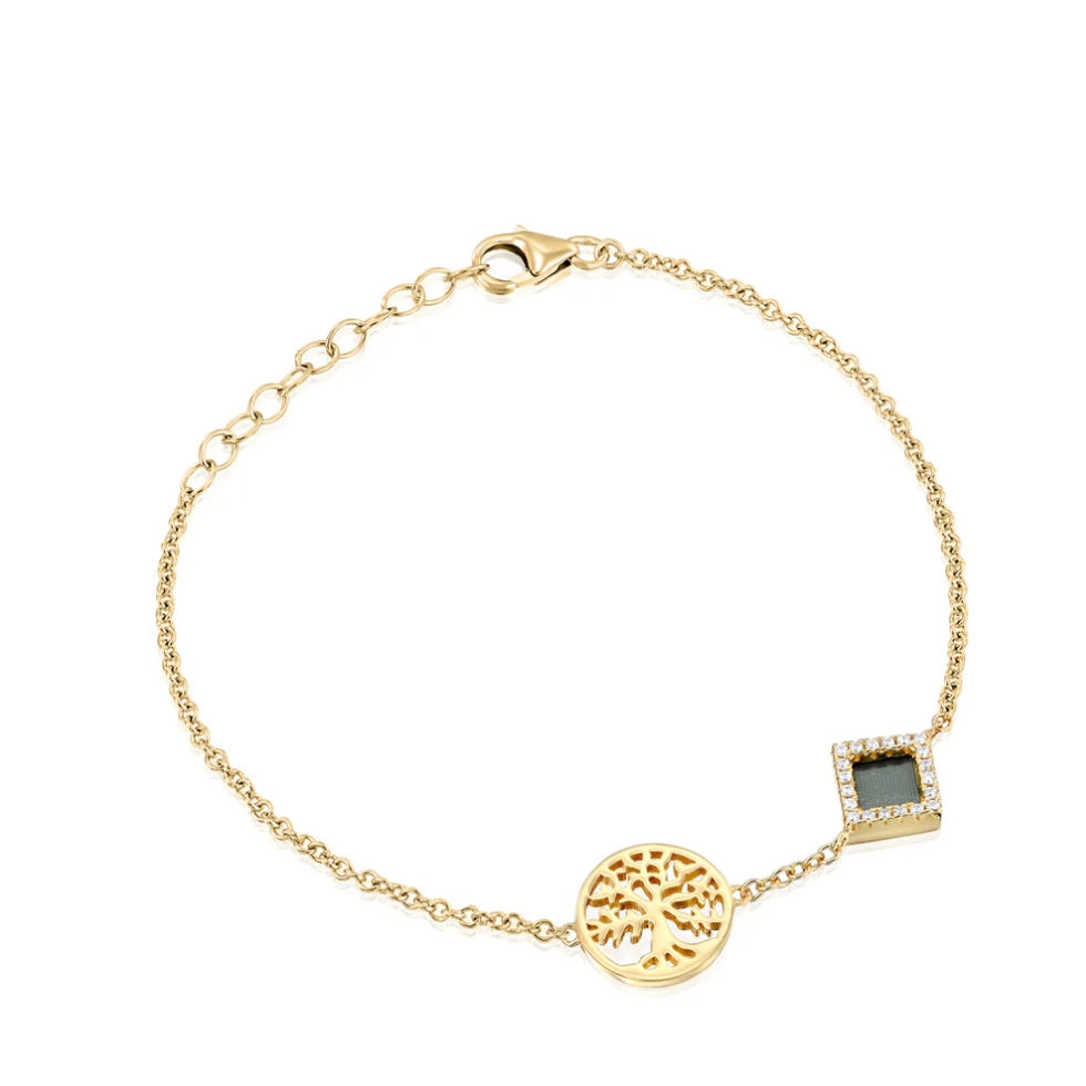 Bracelete Nanochip Bíblia Árvore da Vida Banhado em Ouro 18K