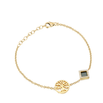 Bracelete Nanochip Bíblia Árvore da Vida Banhado em Ouro 18K