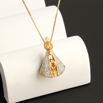 Colar Nossa Senhora Aparecida Banhado em Ouro 18K