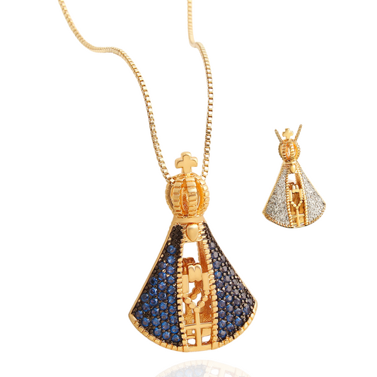 Colar Nossa Senhora Aparecida Banhado em Ouro 18K